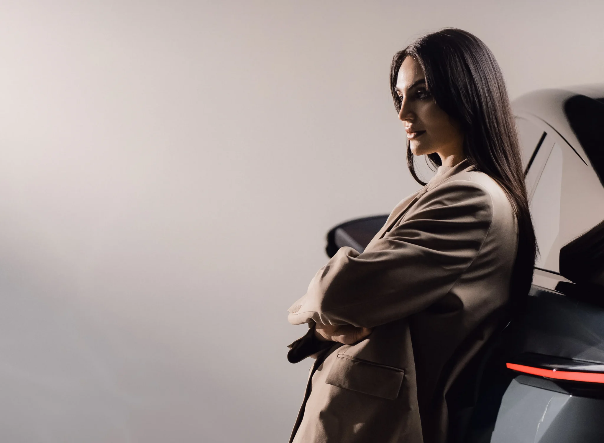 Avinya electric concept car with talent portrait — launch photography for Tata Motors